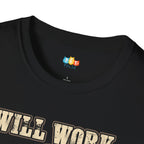 Will Work For Love And Tail Wags T-Shirt - Funny Dog Valentine's Day Pet Owner Work Life Balance Graphic Tee