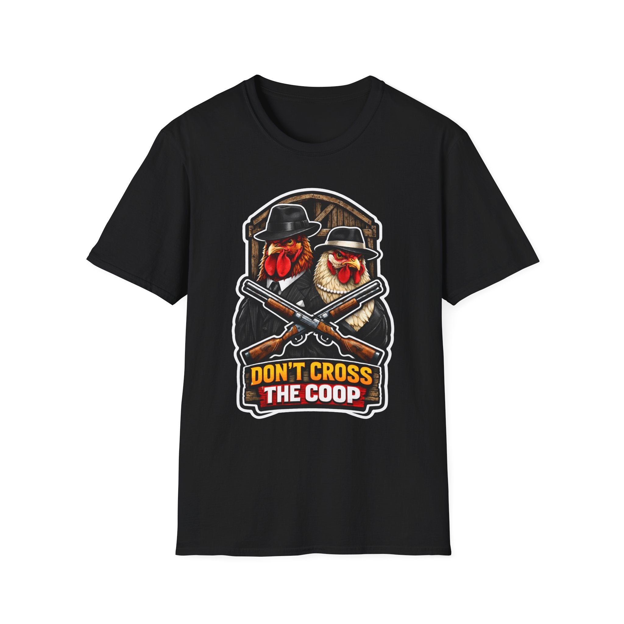 Don’t Cross The Coop Funny Chicken Couple T-Shirt | Rooster and Hen Shotgun Graphic Tee for Chicken Owners | PetPulse