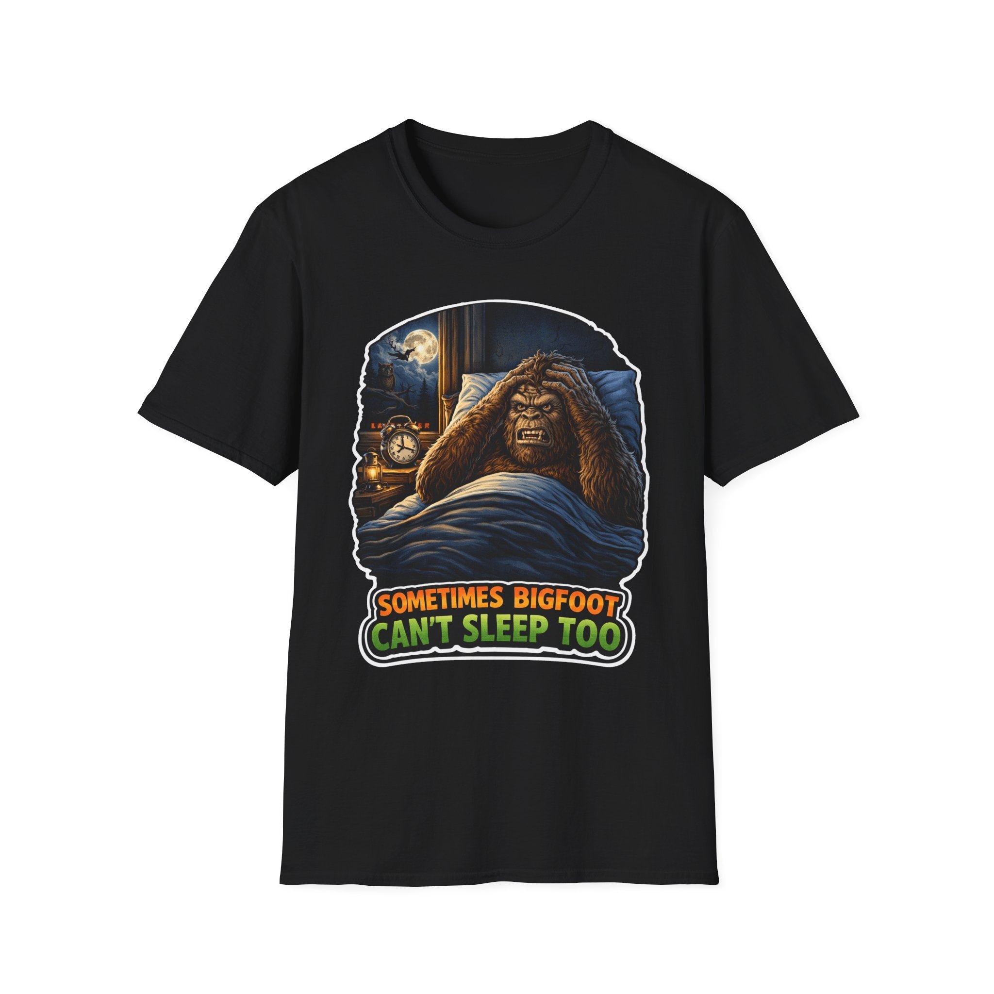 Sometimes Bigfoot Can't Sleep Too Funny Insomnia T-Shirt | Cryptid Companions Collection by PetPulse