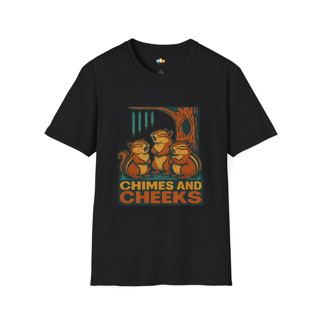 Chimes And Cheeks Christmas T-Shirt - Funny Vintage Woodland Squirrel Carolers Holiday Music Xmas Tee
