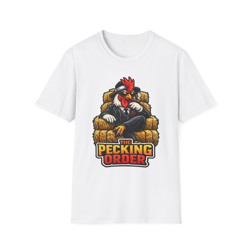 The Pecking Order Funny Boss Rooster T-Shirt | Hay Bale Throne Chicken Graphic Tee for Chicken Owners | PetPulse