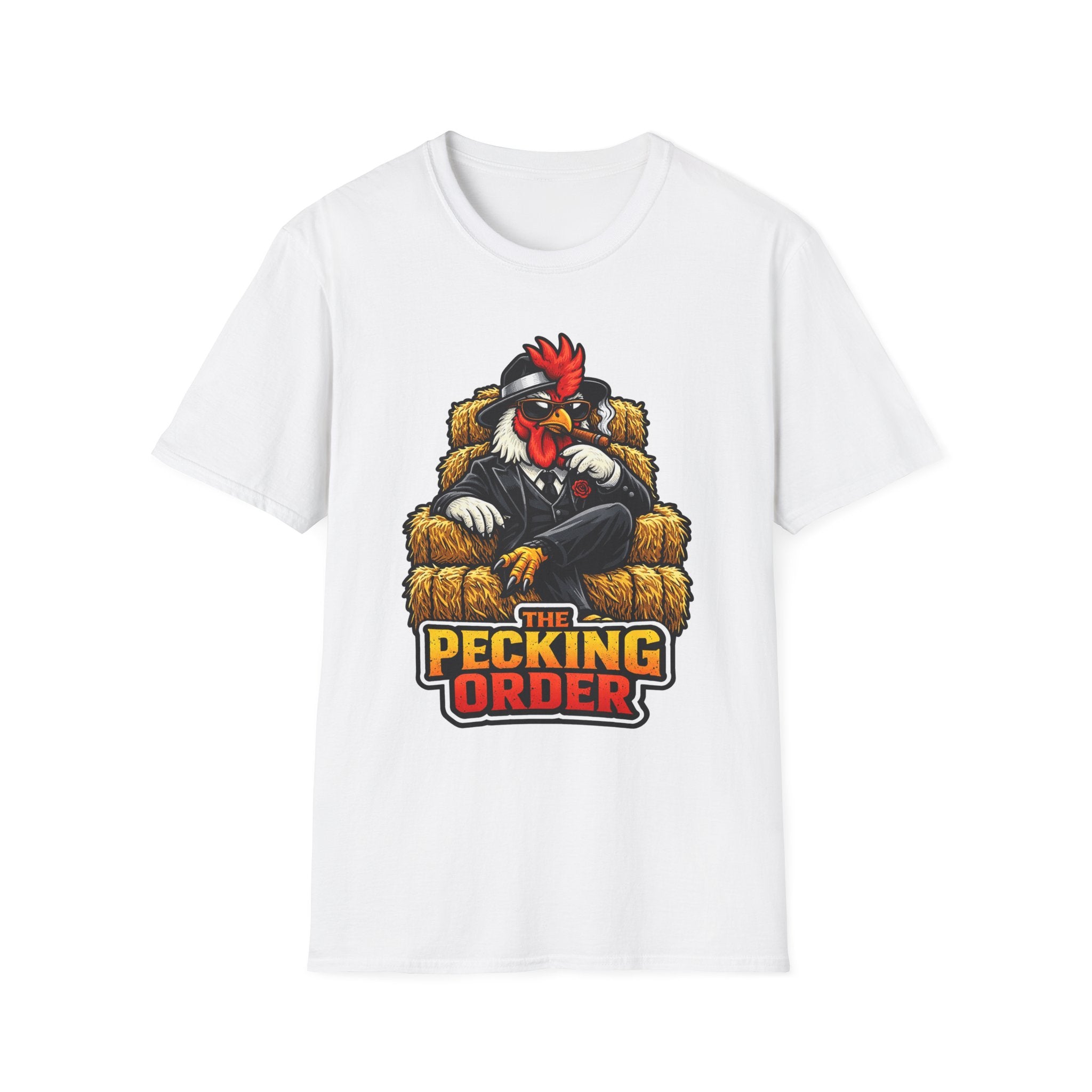 The Pecking Order Funny Boss Rooster T-Shirt | Hay Bale Throne Chicken Graphic Tee for Chicken Owners | PetPulse