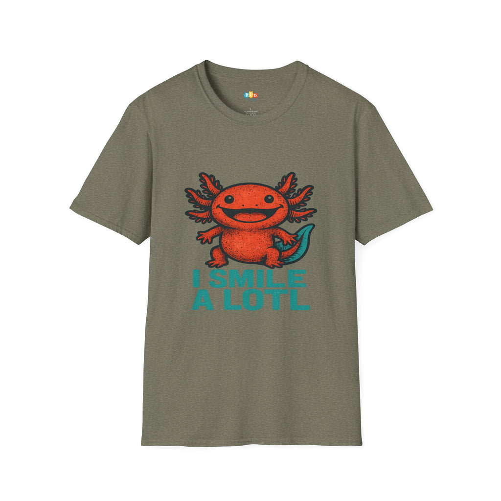 I Smile A Lotl Happy Axolotl Pun T-Shirt - Funny Animal Cute Amphibian Positive Vibes Joy Tee