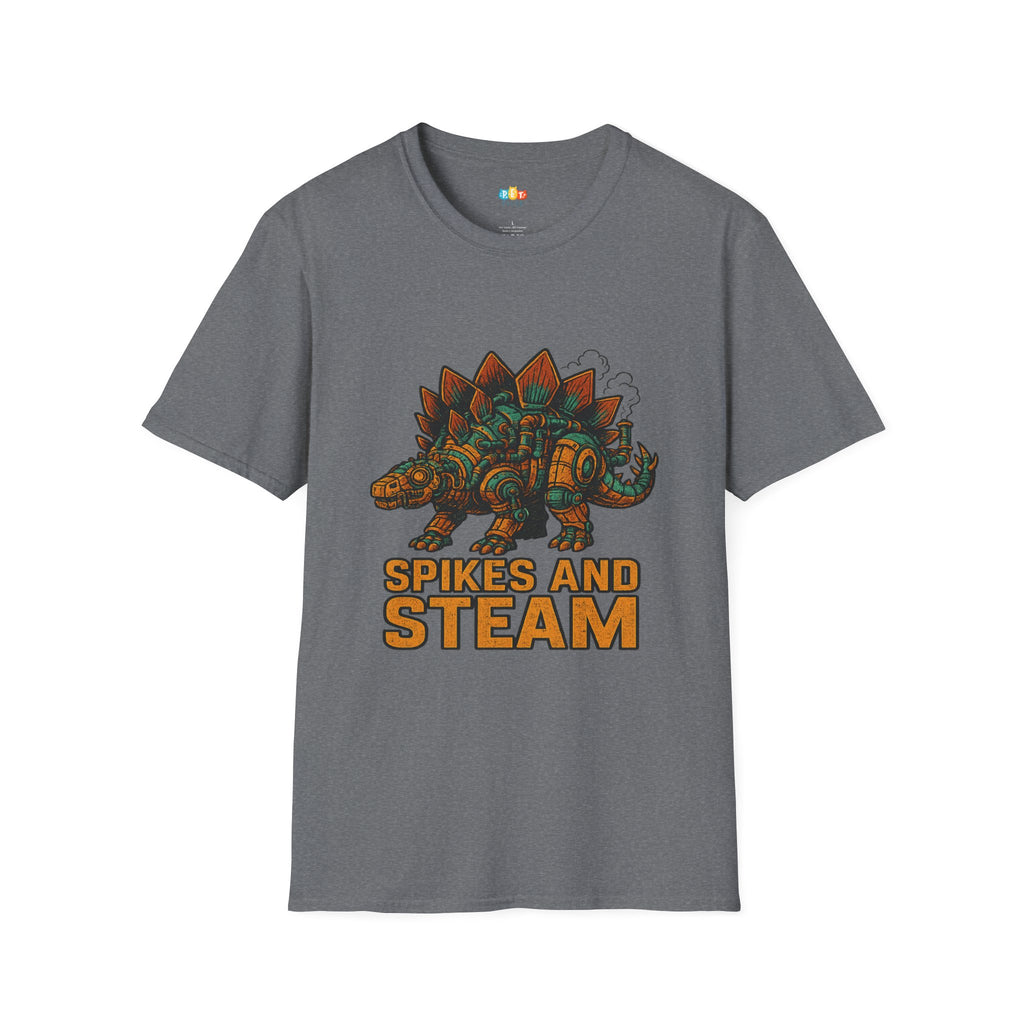 Spikes and Steam Steampunk Stegosaurus T-Shirt - Funny Mechanical Dinosaur Victorian Industrial Graphic Tee