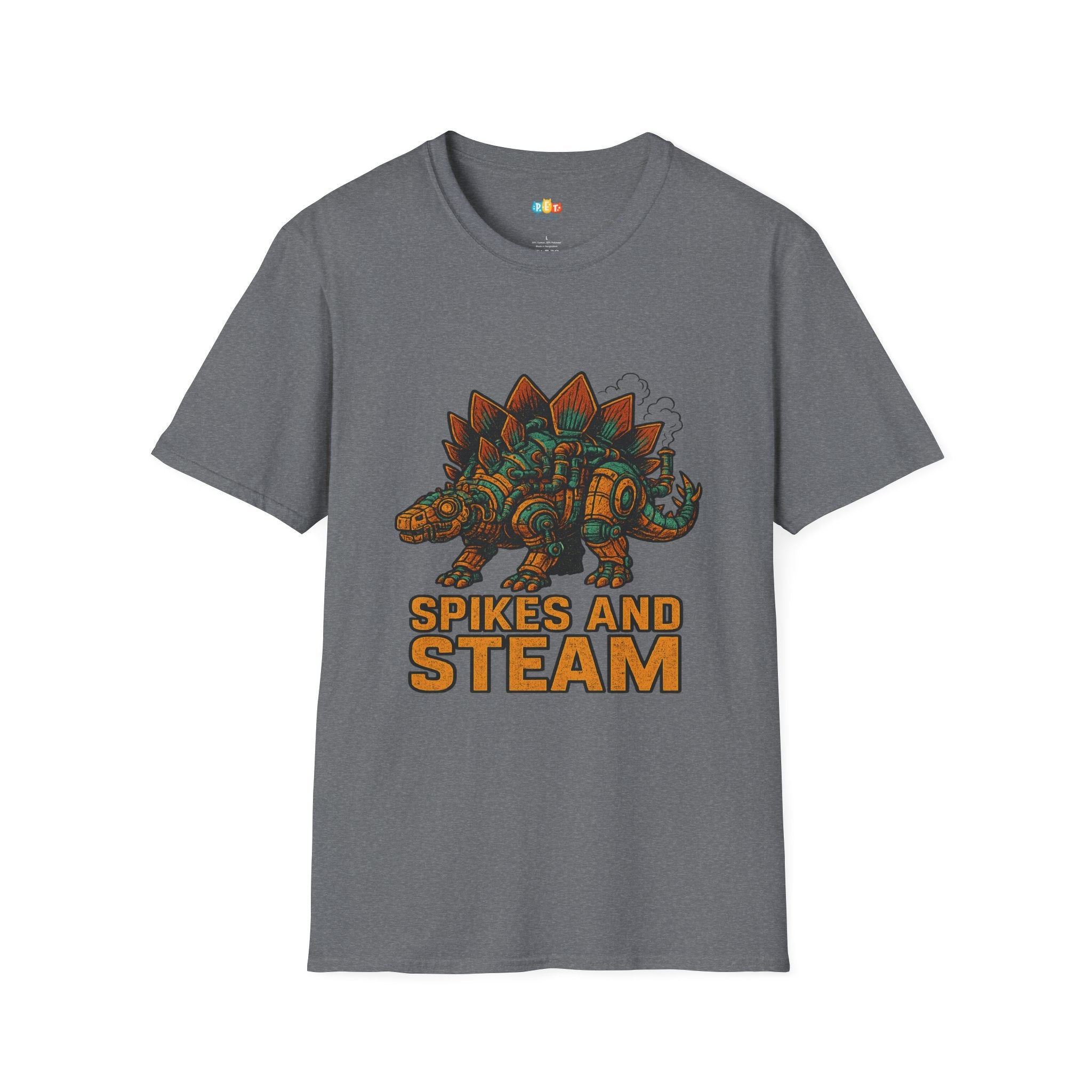 Spikes and Steam Steampunk Stegosaurus T-Shirt - Funny Mechanical Dinosaur Victorian Industrial Graphic Tee
