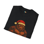 Bigfoot Believes In Santa Christmas T-Shirt - Funny Holiday Sasquatch Santa Hat Cryptid Xmas Faith Tee