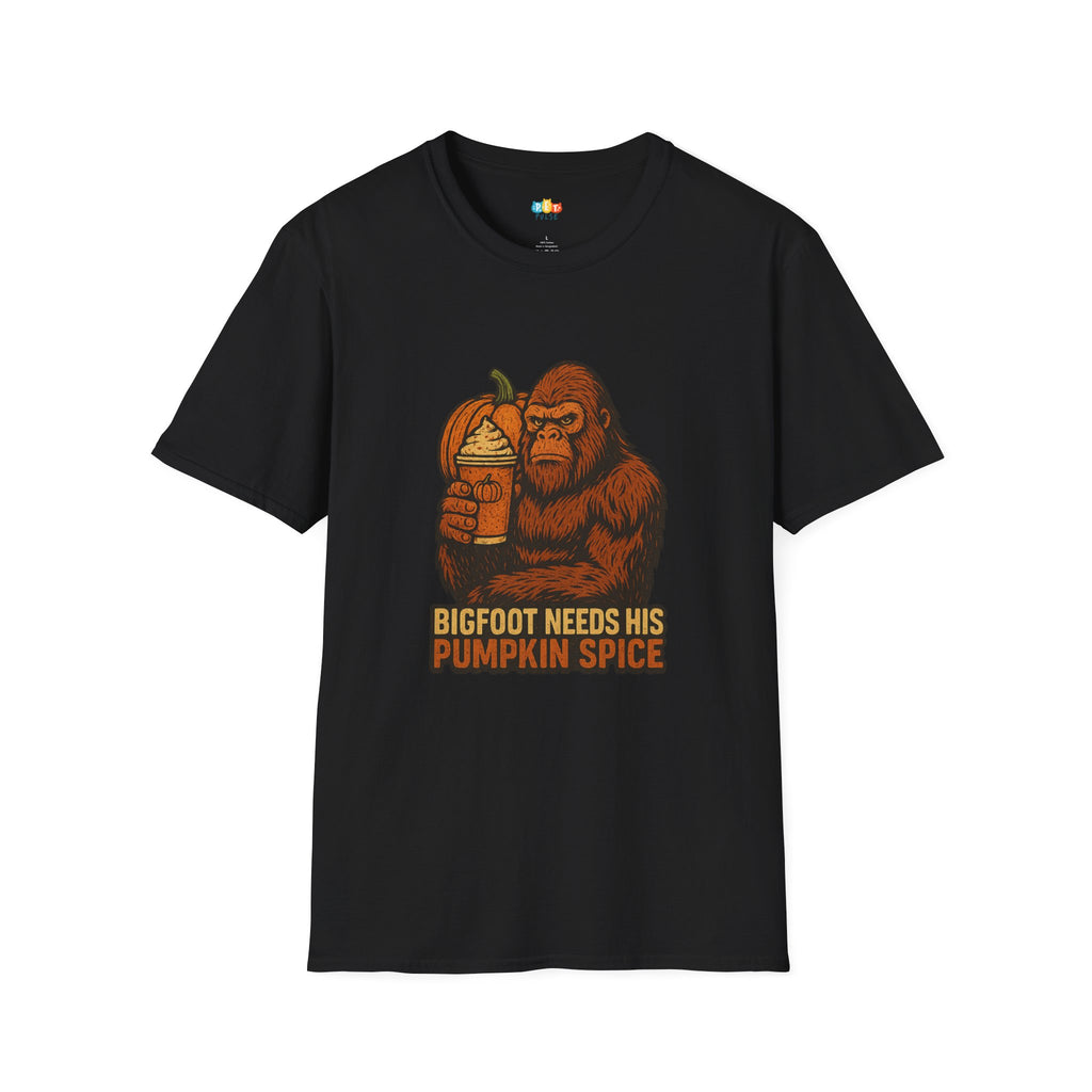 Bigfoot Needs His Pumpkin Spice Fall T-Shirt - Funny Sasquatch Autumn PSL Coffee Cryptid Tee