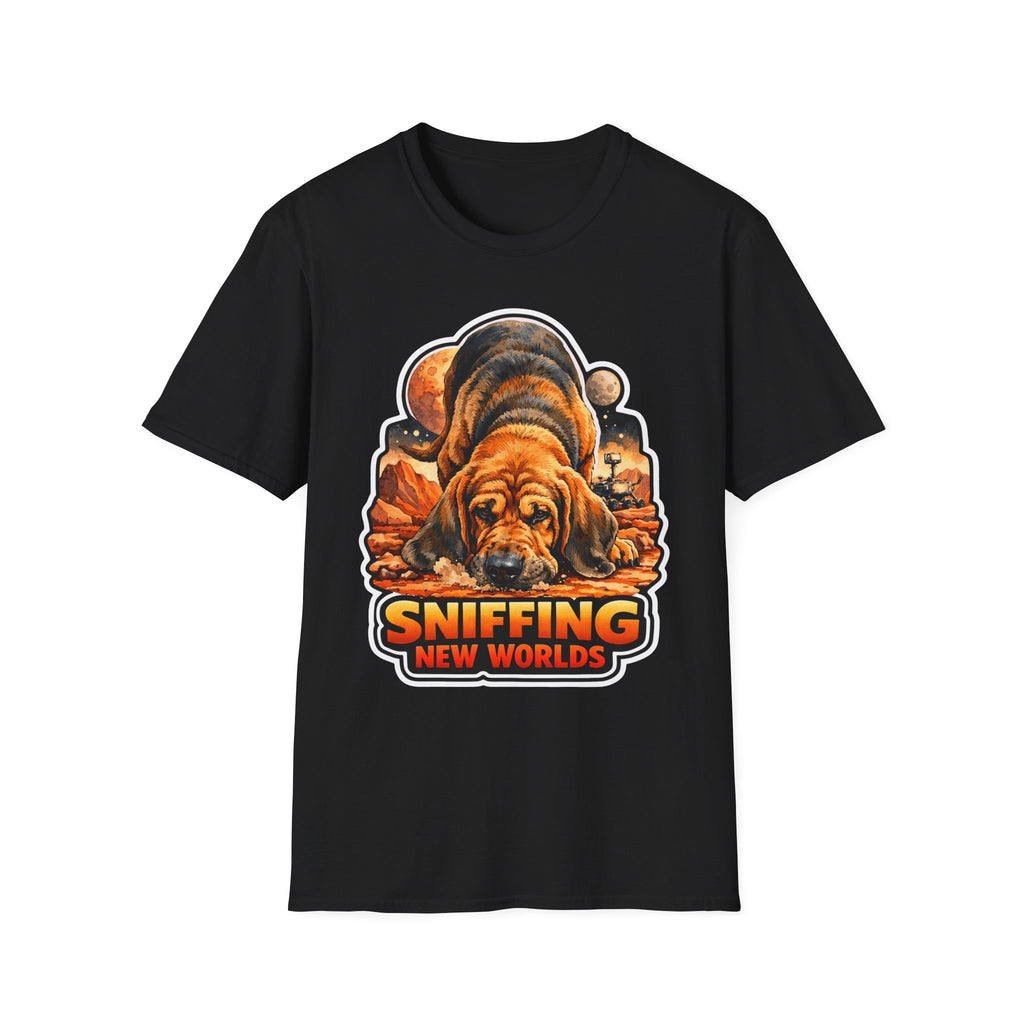 Sniffing New Worlds Funny Bloodhound Mars T-Shirt | Cosmic Encounters Collection by PetPulse