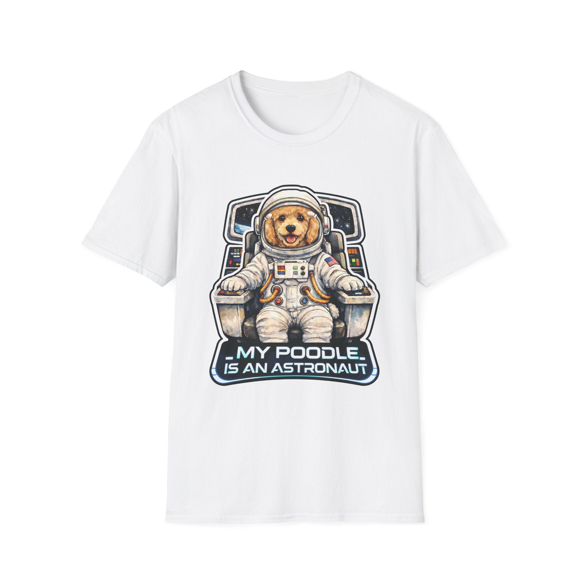 My Poodle Is an Astronaut Funny Poodle Space Pilot T-Shirt | Cosmic Encounters Collection by PetPulse