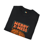 Merry X-Mess Holiday Hooligan Christmas T-Shirt - Funny Feral Cat Fruitcake Chaos Vintage Xmas Tee