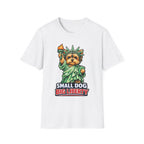 Small Dog Big Liberty Funny Yorkie Statue of Liberty T-Shirt | Lady Liberty Pups Collection by PetPulse