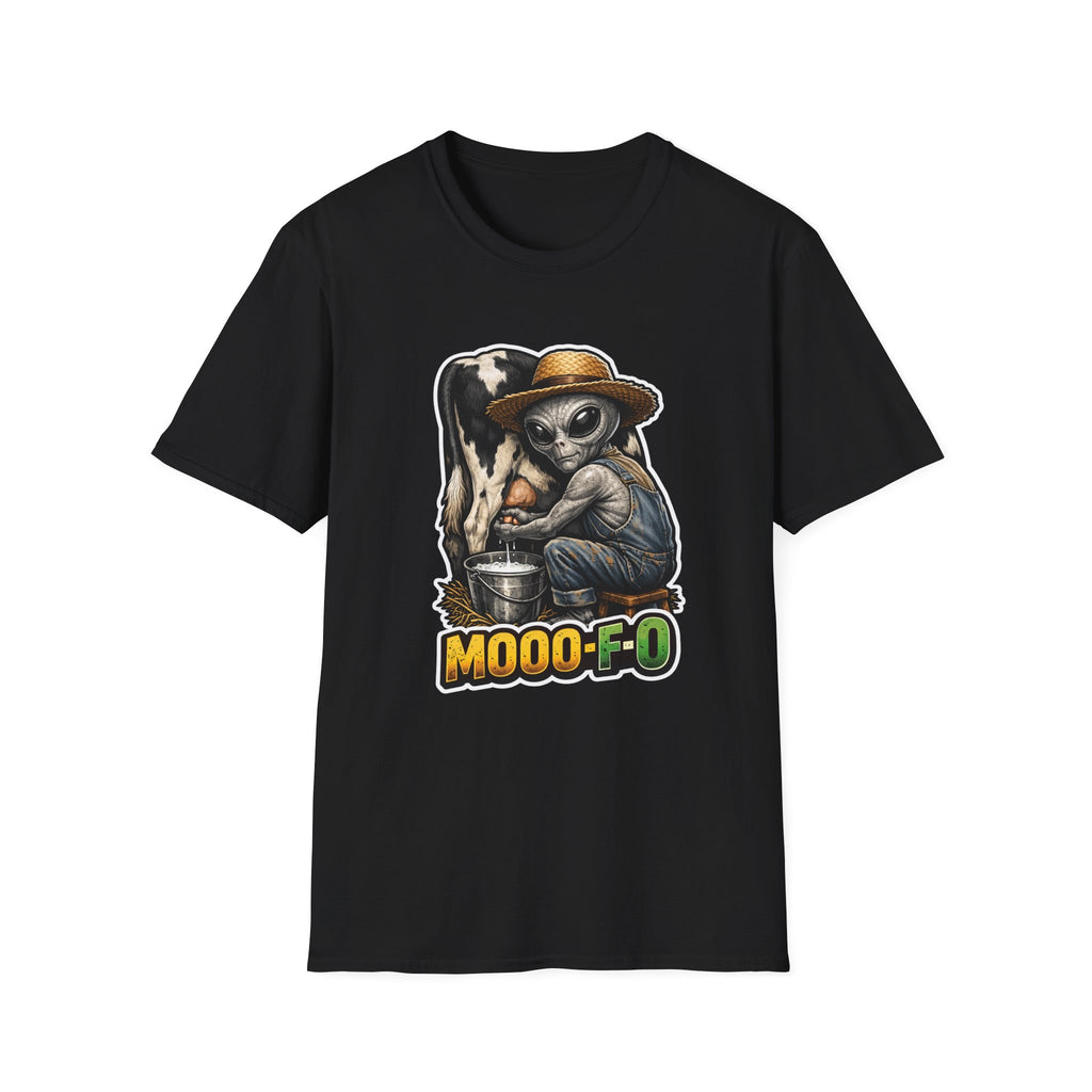 Mooo-F-O Funny Alien Milking Cow T-Shirt | Cosmic Encounters Collection by PetPulse