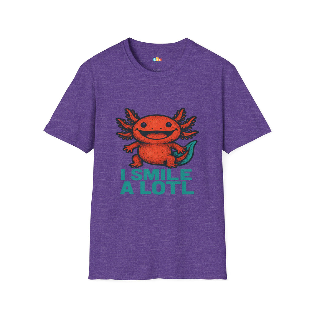 I Smile A Lotl Happy Axolotl Pun T-Shirt - Funny Animal Cute Amphibian Positive Vibes Joy Tee
