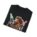 Armed and Manely Action Hero Horse T-Shirt | Dual Laser Pistol Space Bounty Hunter Horse Graphic Tee | Mane Event Collection by PetPulse