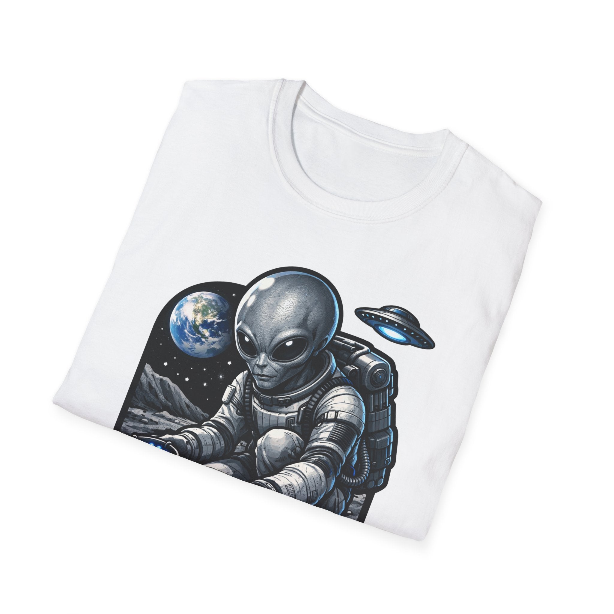 Celestial Harvest Time Funny Alien Moon Farmer T-Shirt | Cosmic Encounters Collection by PetPulse