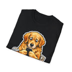 Purebred Dread Funny Golden Retriever Doomscrolling T-Shirt | Tech Pack Collection by PetPulse