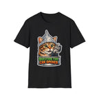Question the Can Opener Funny Conspiracy Cat T-Shirt | Cat-Spiracy Theorist Series | Pet-Spiracy Theorist Collection by PetPulse