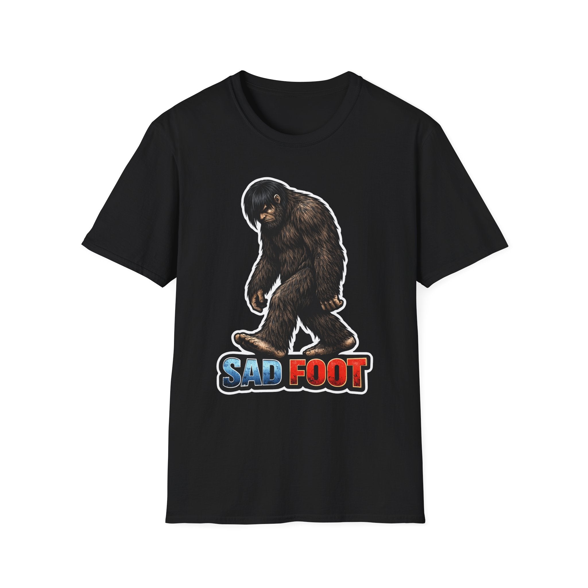 Sad Foot Emo Bigfoot T-Shirt - Classic Slouching Sasquatch Funny Cryptid Tee for Bigfoot Believers