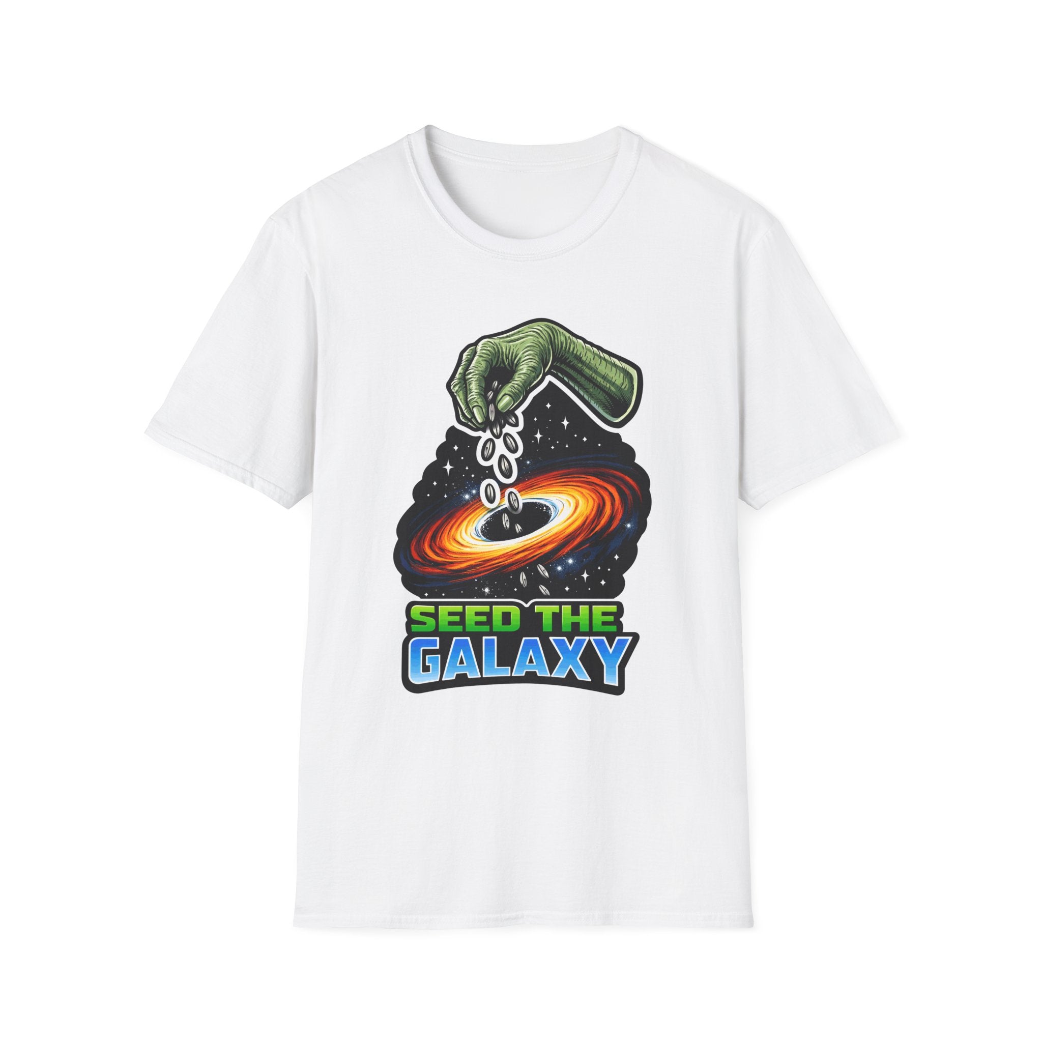 Seed the Galaxy Alien Planting Seeds in Space T-Shirt | Cosmic Encounters Collection by PetPulse