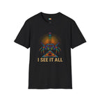 I See It All Jumping Spider T-Shirt - Funny Mystical Arachnid Third Eye Chakra Pet Owner Gift Tee
