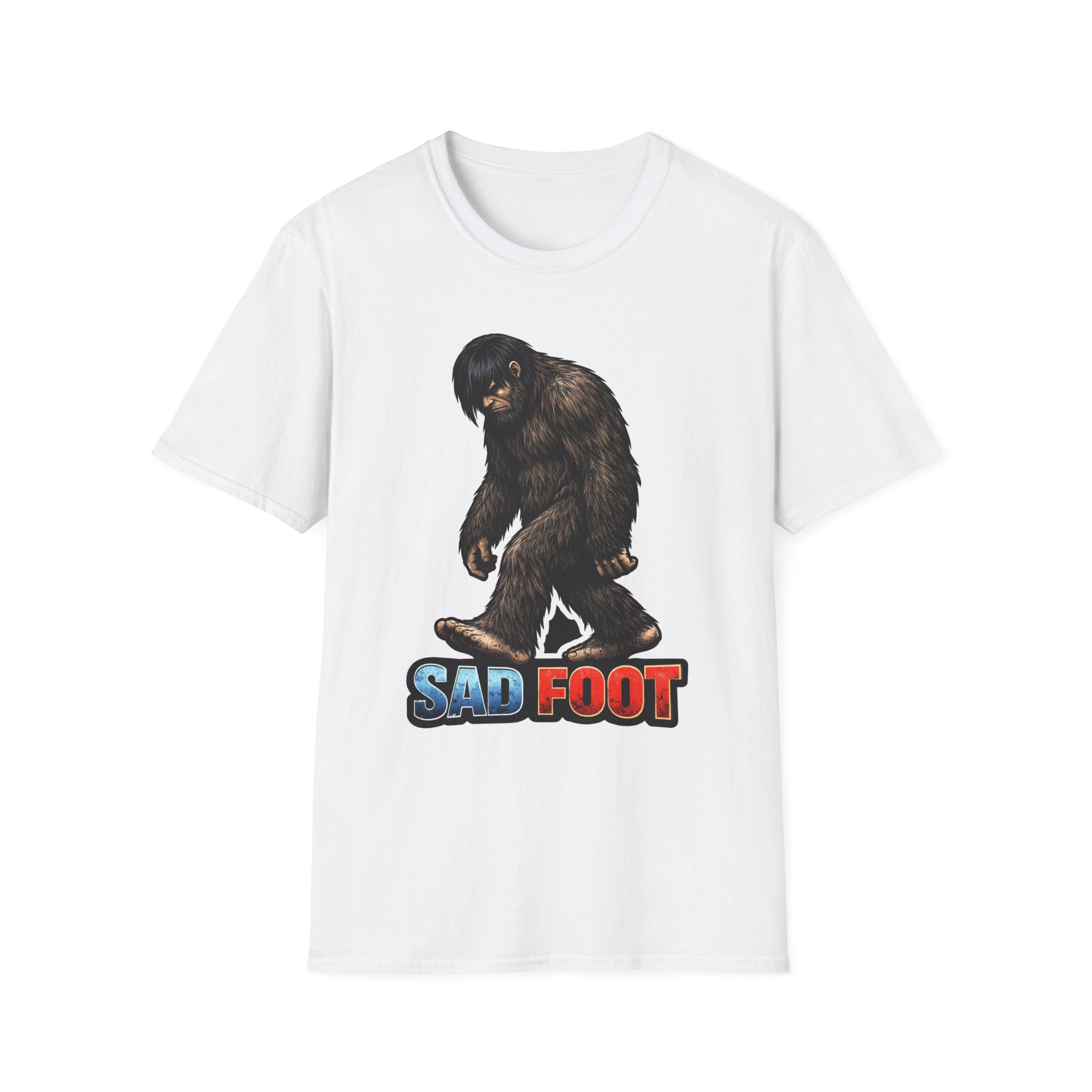 Sad Foot Emo Bigfoot T-Shirt - Classic Slouching Sasquatch Funny Cryptid Tee for Bigfoot Believers