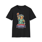 Fetching Freedom For All Funny Labrador Retriever Statue of Liberty T-Shirt | Lady Liberty Pups Collection by PetPulse
