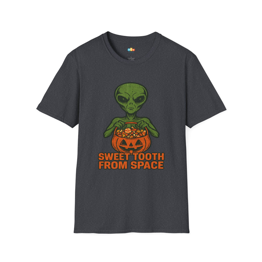 Sweet Tooth From Space Alien Halloween T-Shirt - Funny UFO Trick or Treat Candy Sci-Fi Tee