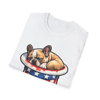 Your Country Needs Naps Funny Uncle Sam French Bulldog T-Shirt | Patriotic Frenchie Sleeping in Top Hat Tee