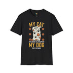 My Cat Pays Rent In Judgement My Dog T-Shirt - Funny Multi Pet Owner Cat Dog Payment System Humor Tee