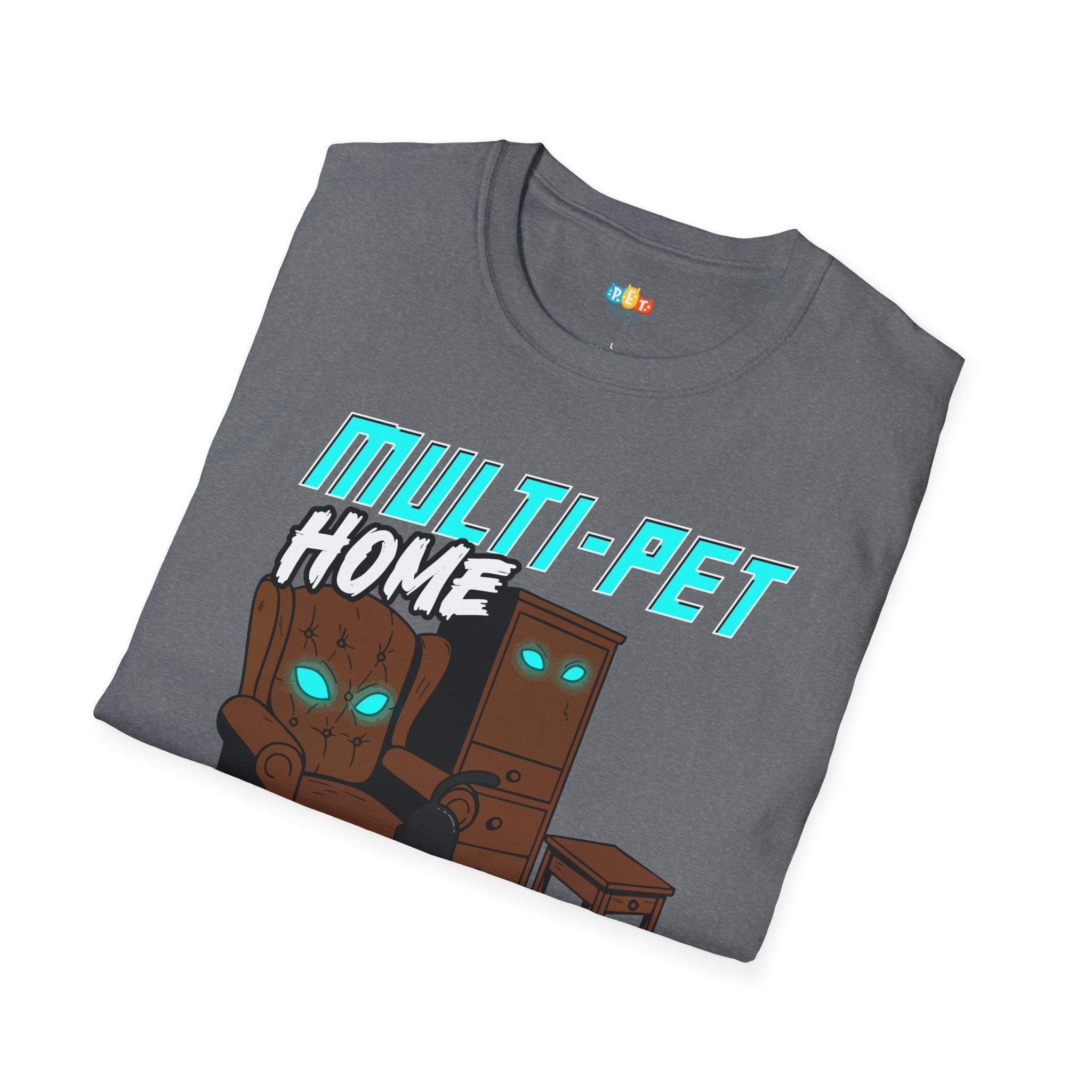 Multi Pet Home Where Silence Is Suspicious T-Shirt - Funny Pet Parent Chaos Warning Sign Humor Tee