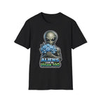 Aliens Can Be Vegan Too Funny Alien with Flowers T-Shirt | Cosmic Encounters Collection by PetPulse