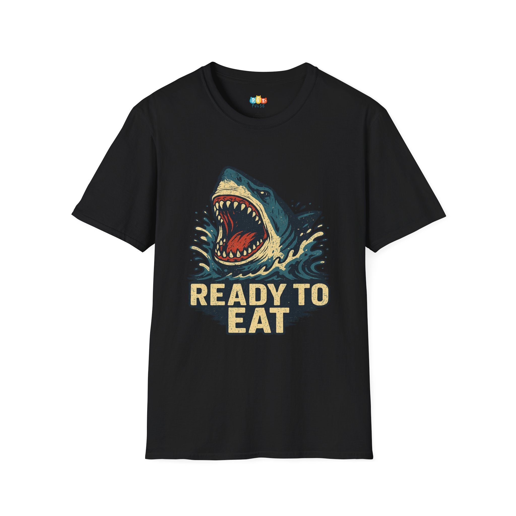 "Ready To Eat" Vintage Shark Hunger T-Shirt - Retro Water Burst Action Tee