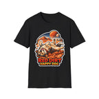 Red Dirt Happy Dog Funny Dog Rolling in Mars Dirt T-Shirt | Cosmic Encounters Collection by PetPulse