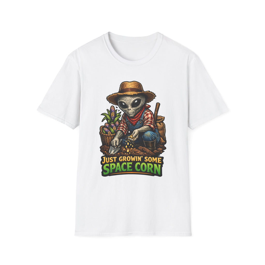 Just Growin' Some Space Corn Funny Alien Farmer T-Shirt | Cosmic Encounters Collection by PetPulse