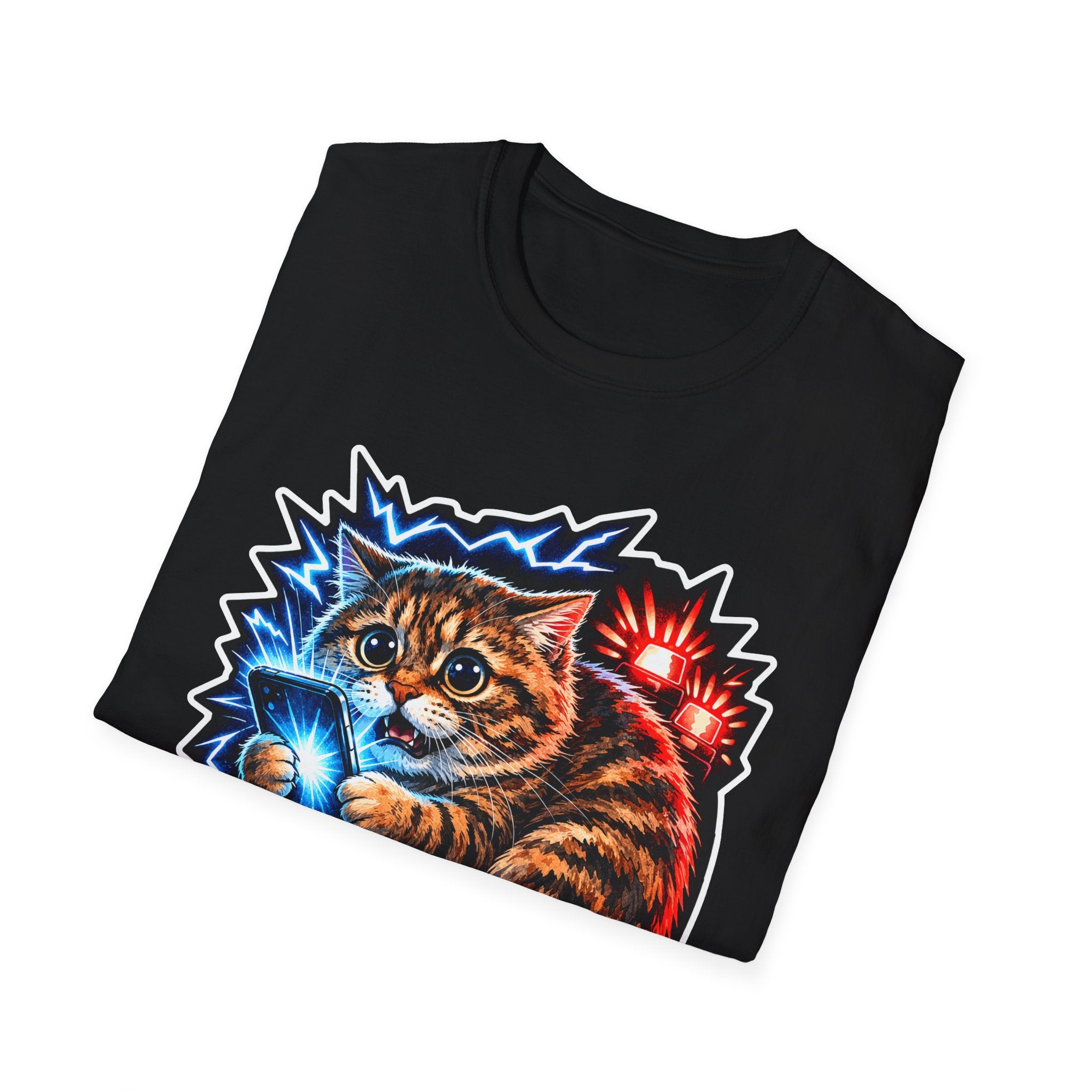 Currently Spiraling On Airplane Mode Funny Anxious Cat T-Shirt | Tech Pack Collection by PetPulse