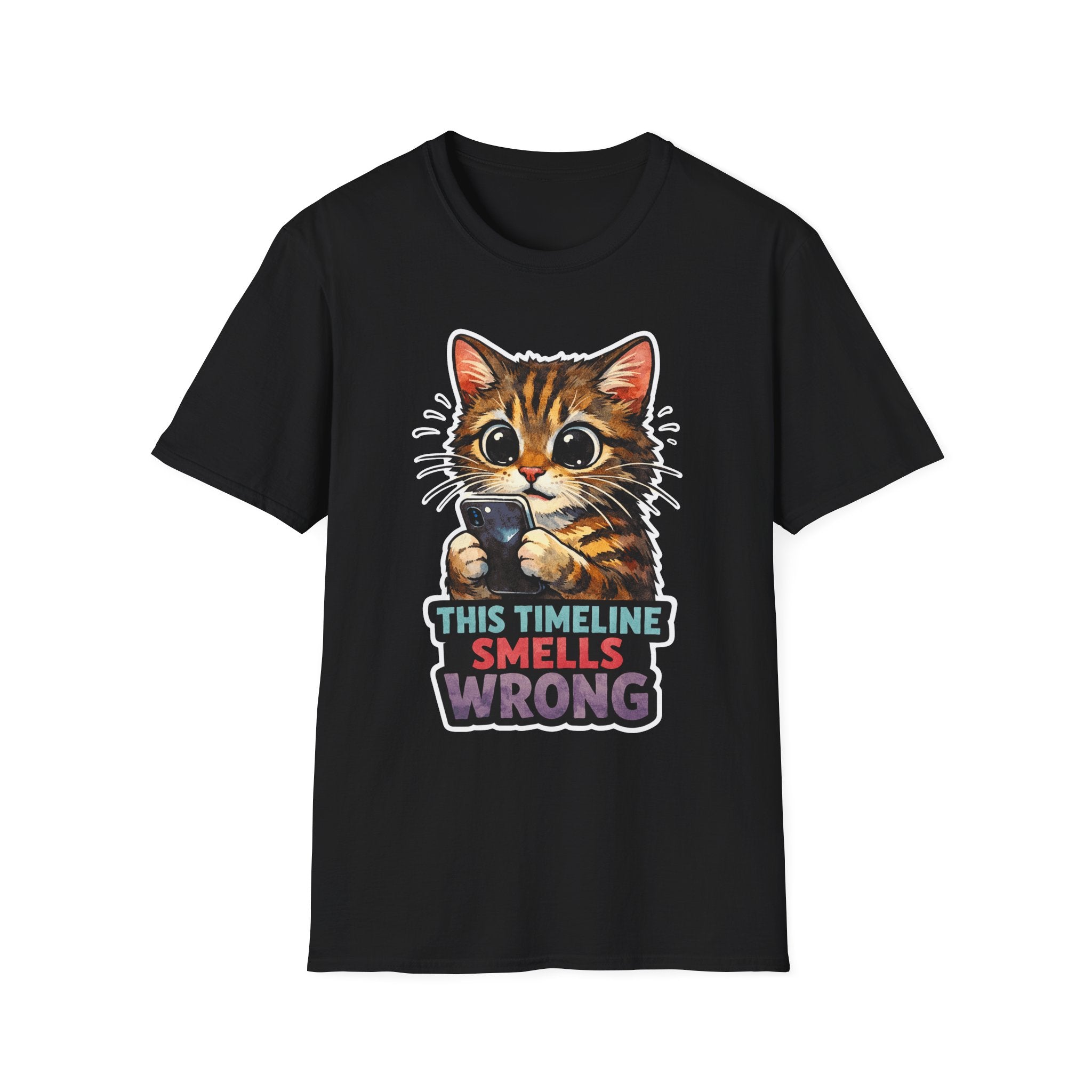 This Timeline Smells Wrong Funny Suspicious Cat T-Shirt | Tech Pack Collection by PetPulse