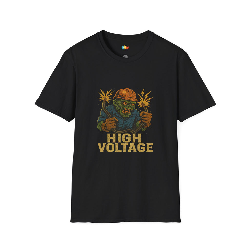 High Voltage Halloween T-Shirt - Monster Electrician Horror Comedy Gothic Spooky Fall Graphic Tee