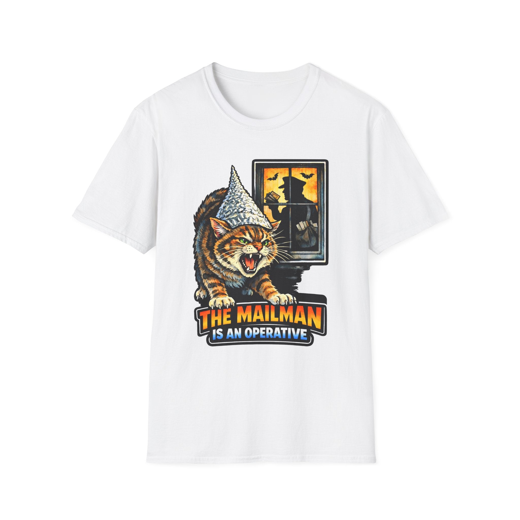 The Mailman Is an Operative Funny Conspiracy Cat T-Shirt | Cat-Spiracy Theorist Series | Pet-Spiracy Theorist Collection by PetPulse