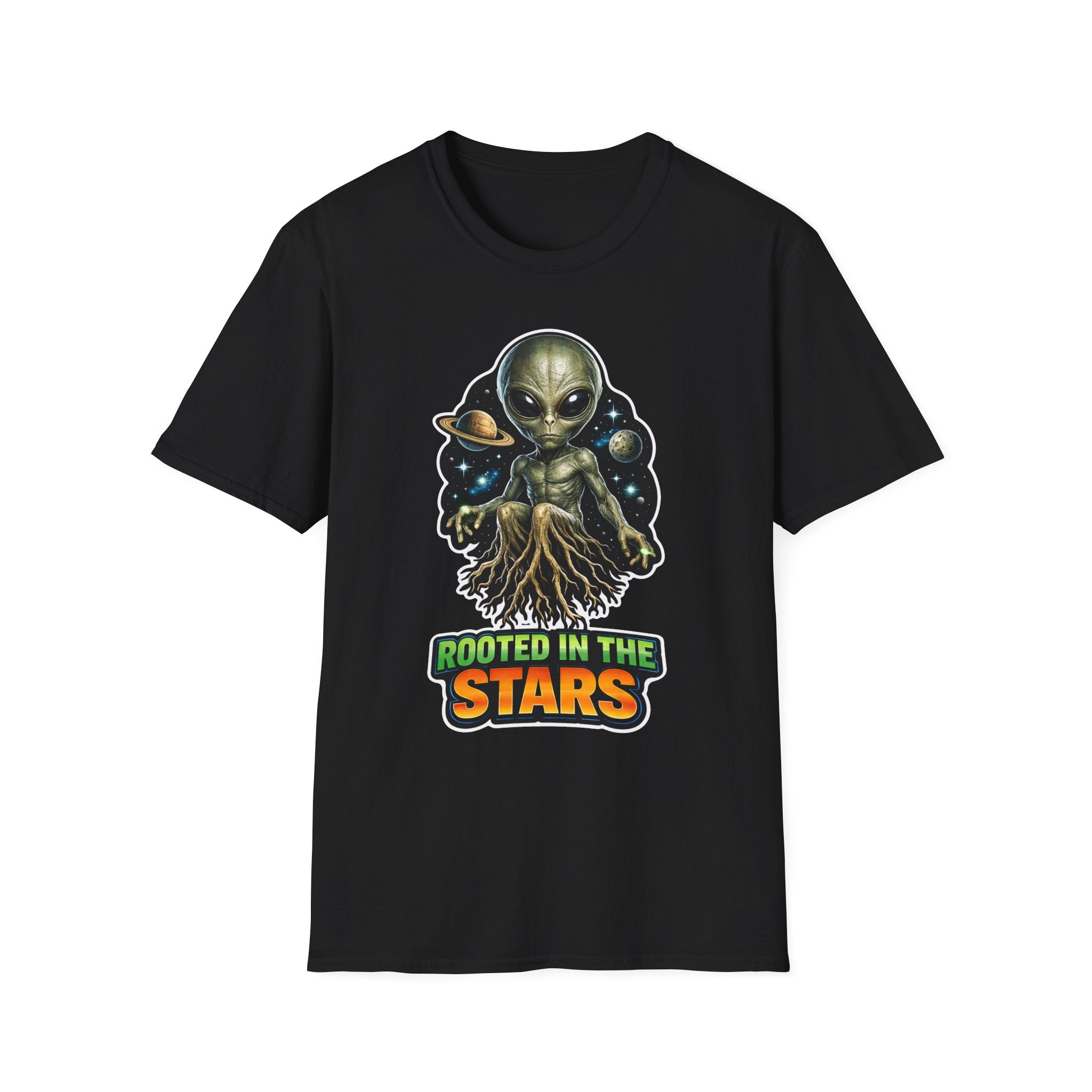Rooted in the Stars Alien Tree Roots Space Art T-Shirt | Cosmic Encounters Collection by PetPulse