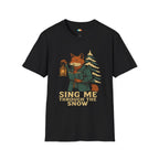 Sing Me Through The Snow Christmas T-Shirt - Vintage Woodland Fox Caroler Holiday Music Winter Xmas Tee