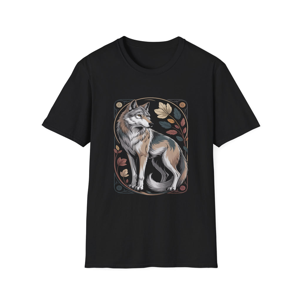 Wolf Art T-Shirt — Vintage Floral Wildlife Tee