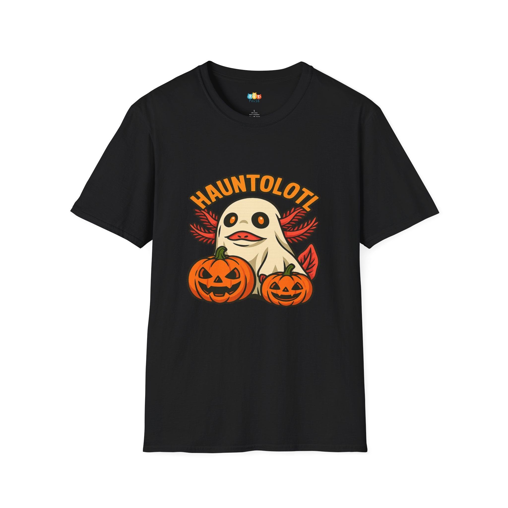 Hauntolotl Halloween Axolotl T-Shirt - Funny Spooky Ghost Pumpkin Fall Halloween Costume Tee