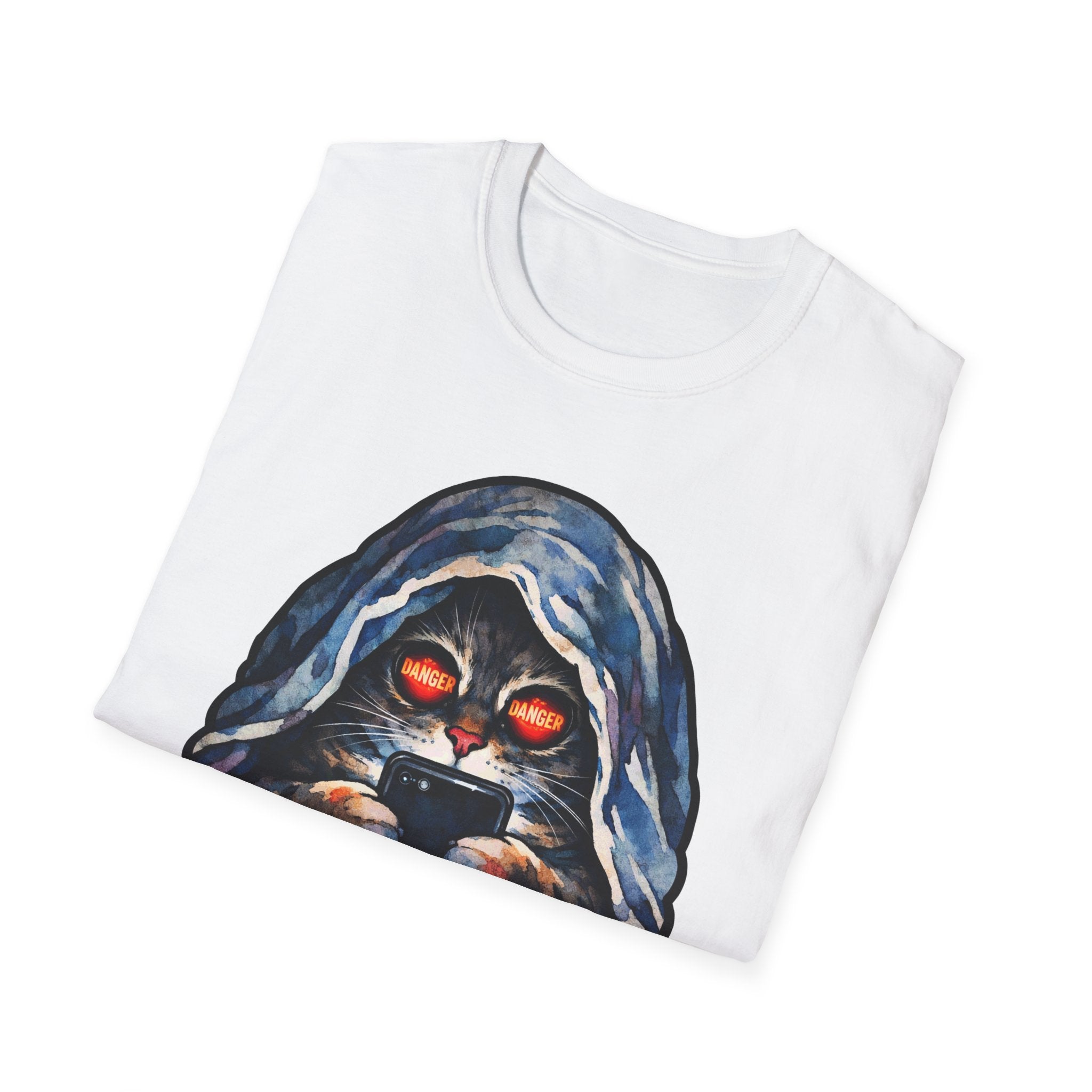 Doomscrolling Makes Nine Lives Feel Like Not Enough Funny Hooded Cat T-Shirt | Tech Pack Collection by PetPulse