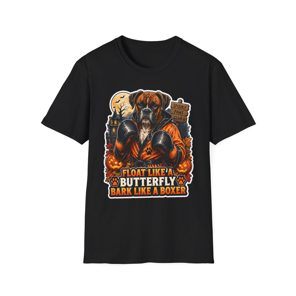 Float Like a Butterfly Bark Like a Boxer Boxing Dog T-Shirt | Halloween Pet T-Shirts Collection by PetPulse