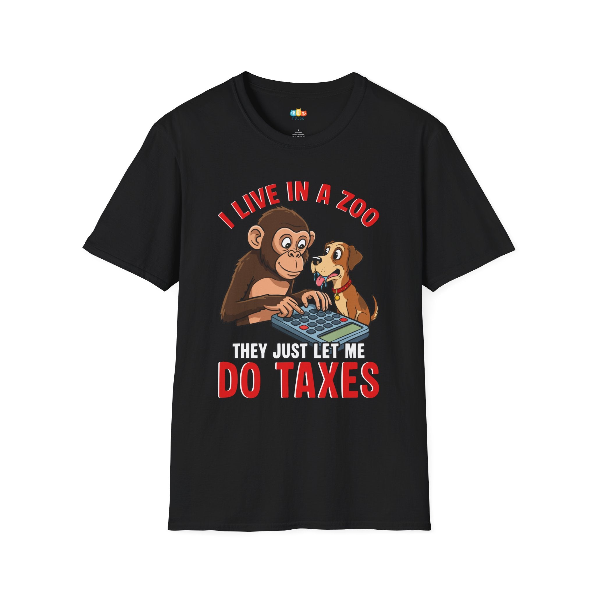 I Live In A Zoo They Just Let Me Do Taxes T-Shirt - Funny Multi Pet Owner Accountant CPA Tax Season Humor Tee
