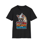 The Leash Is for Control Funny Conspiracy French Bulldog T-Shirt | Pet-Spiracy Theorist Collection by PetPulse