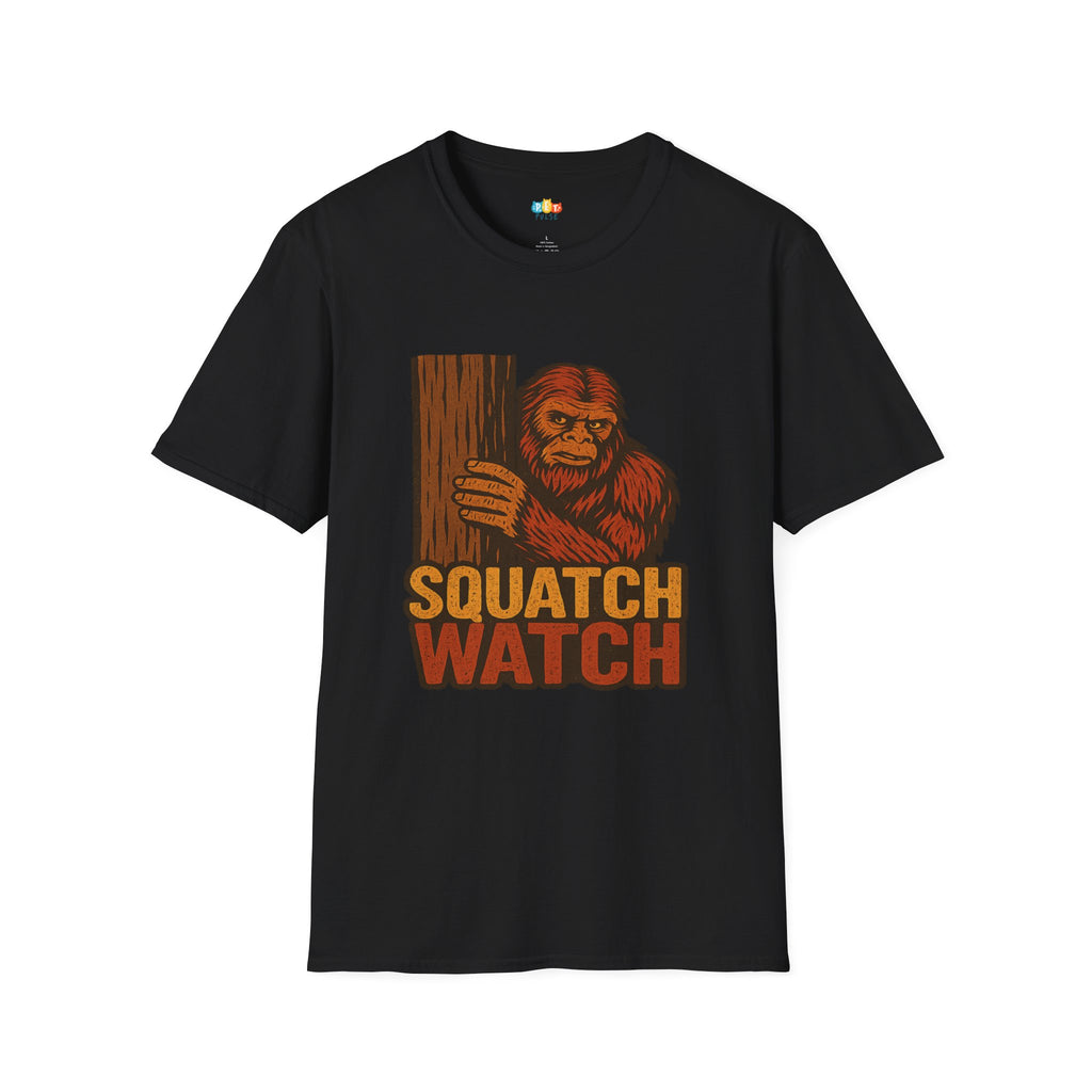 Squatch Watch T-Shirt - Funny Bigfoot Sasquatch Cryptid Hunting Forest Search Surveillance Tee