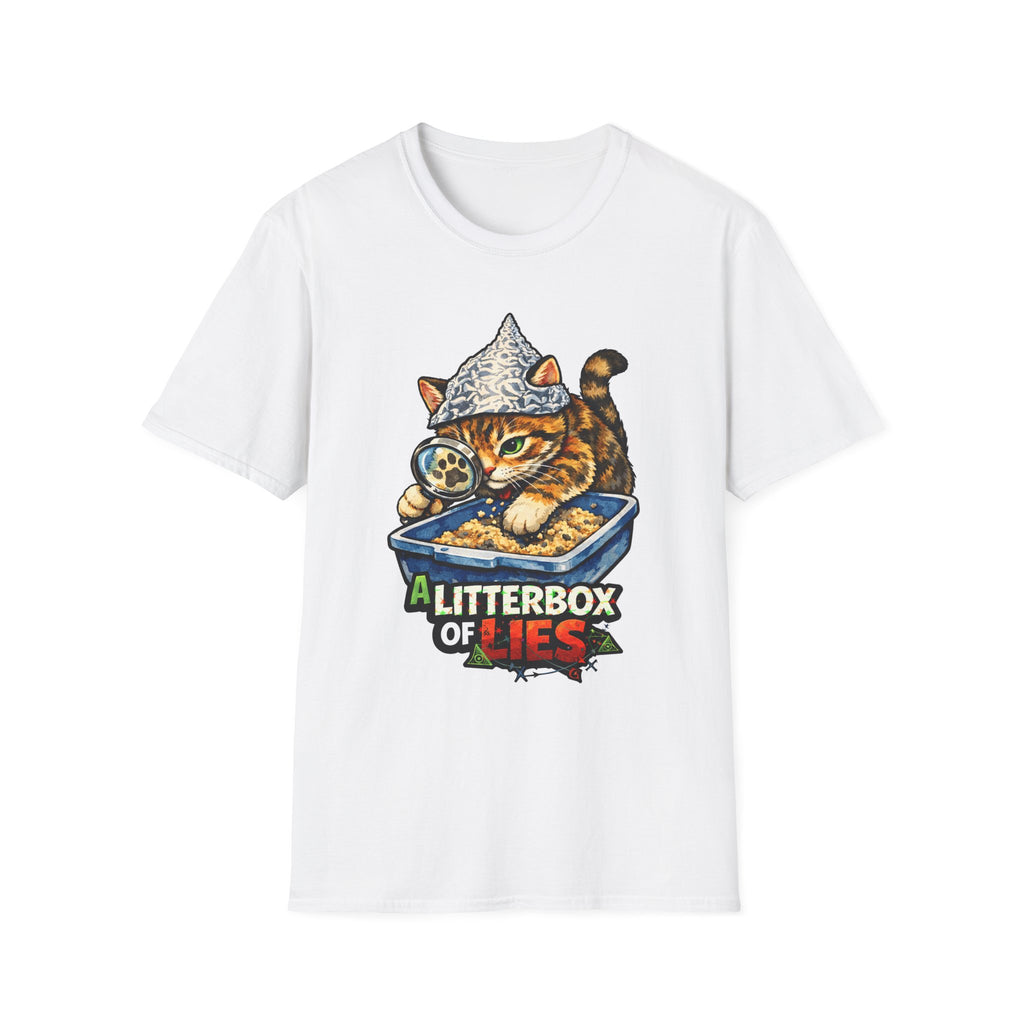 A Litterbox of Lies Funny Conspiracy Cat Detective T-Shirt | Cat-Spiracy Theorist Series | Pet-Spiracy Theorist Collection by PetPulse