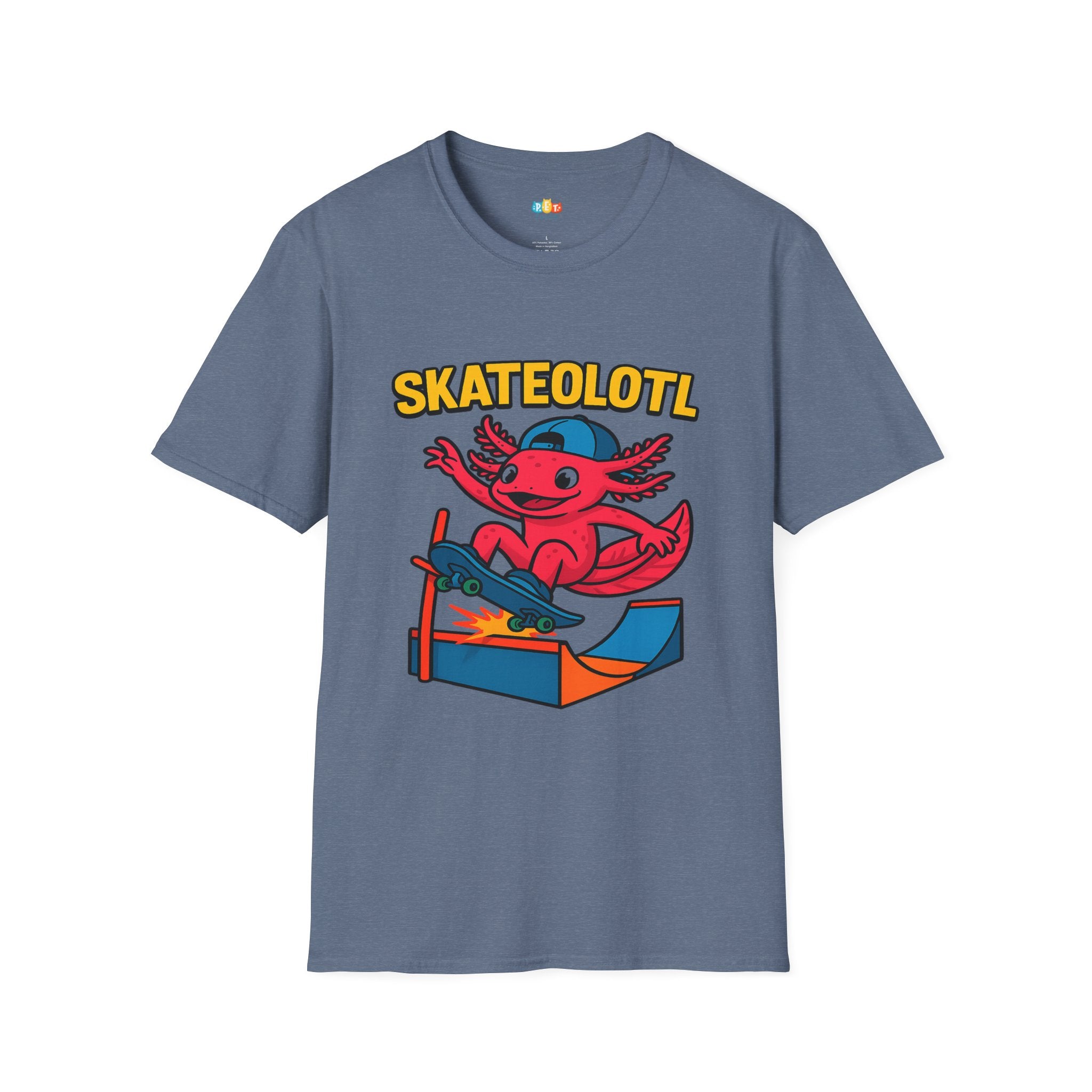 Skateolotl Rad Axolotl Skateboard T-Shirt - Funny Animal Pun Skater Cool Street Style Skateboarding Tee