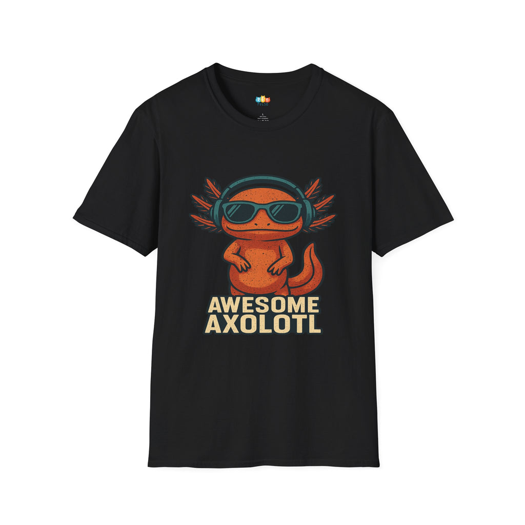 Awesome Axolotl Cool Sunglasses Headphones T-Shirt - Funny Animal Music Lover Hip Amphibian Tee